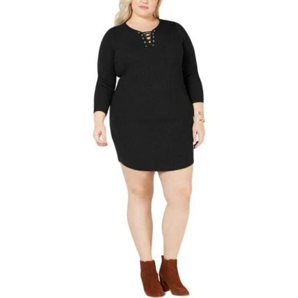 Size 3X Derek Heart Ribbed Lace-up Casual Dress - Picture 1 of 1
